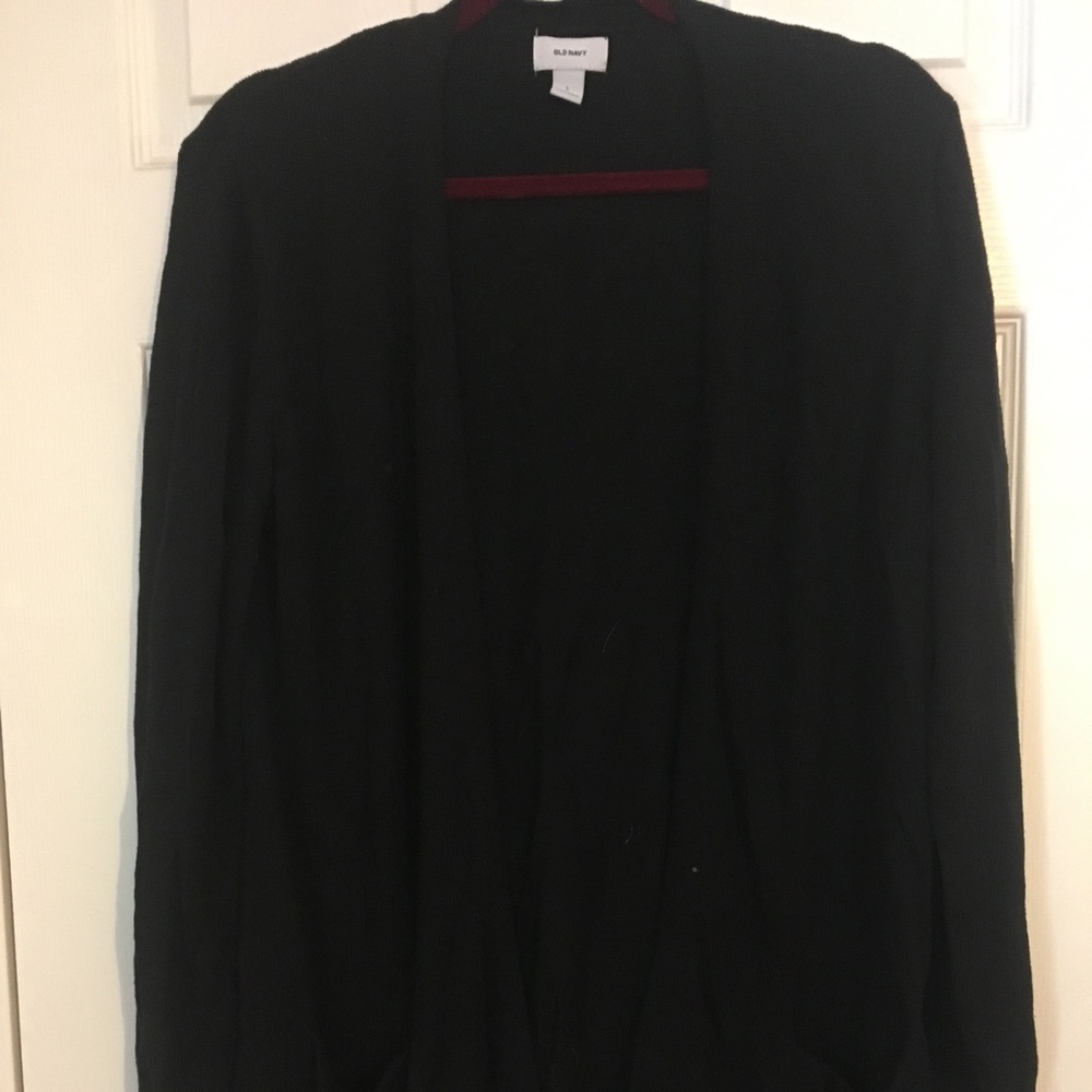 Black Long Sleeve Open Front Cardigan